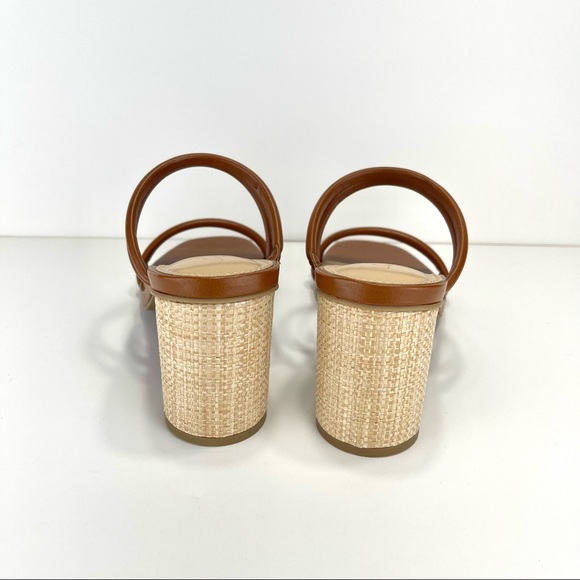 LC LAUREN CONRAD SENCHA COGNAC ROUND BLOCK HIGH HEEL SANDALS🆕 - Picture 10 of 16